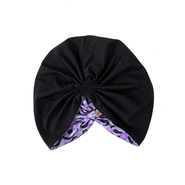 Alternative view of GRACE Reversible Swim Turban - Black & Raindrops