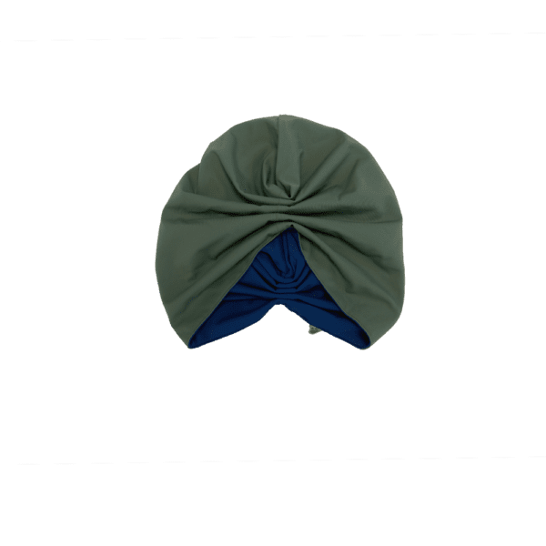 Alternative view of GRACE Reversible Swim Turban - Lapis & Olive