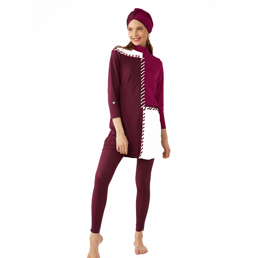 MALAGA Swim Tights - Plum w/ Hot Cherry