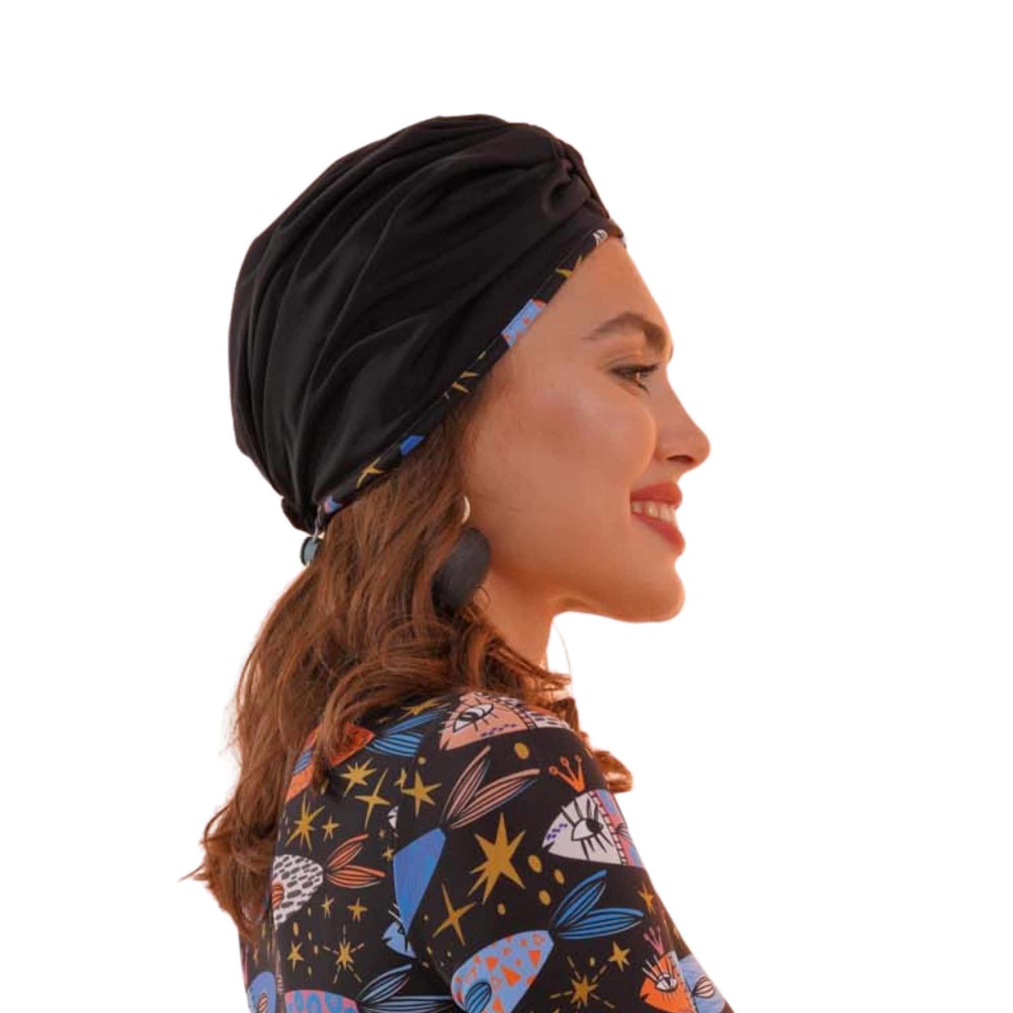 AUDREY Swim Turban - Black & Sea Jewels - Image 4
