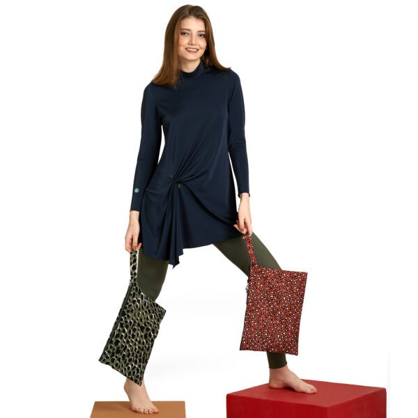 Alternative view of MIAVANA Gathered Swim Top – Midnight Blue & Army