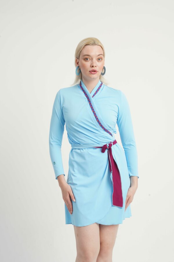 Alternative view of TROPEA Swim Midi Wrap Dress – Aqua Blue