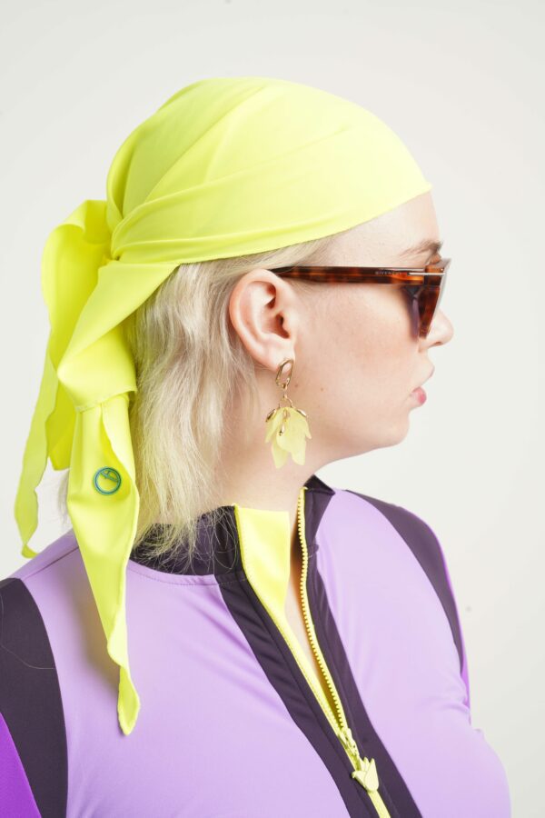 Alternative view of LUNA Swim Neck Buff – Neon Yellow